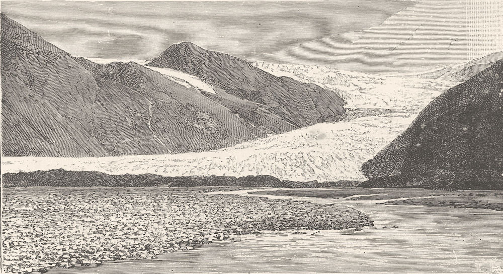 NORWAY. Svartisen Glacier on the Mel Fjord 1890 old antique print picture